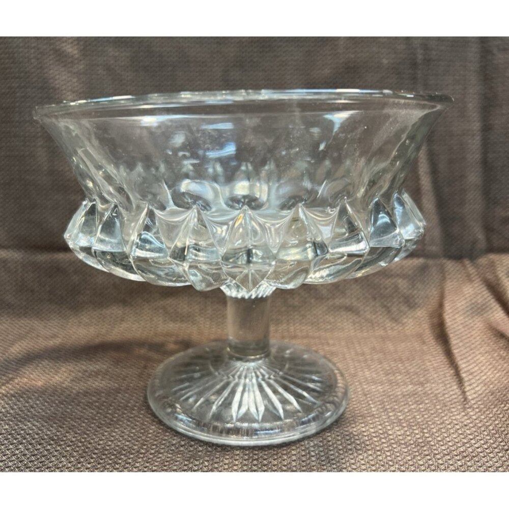 Vintage Glass Pedestal Candy Dish 5"T X 6"W (1651)